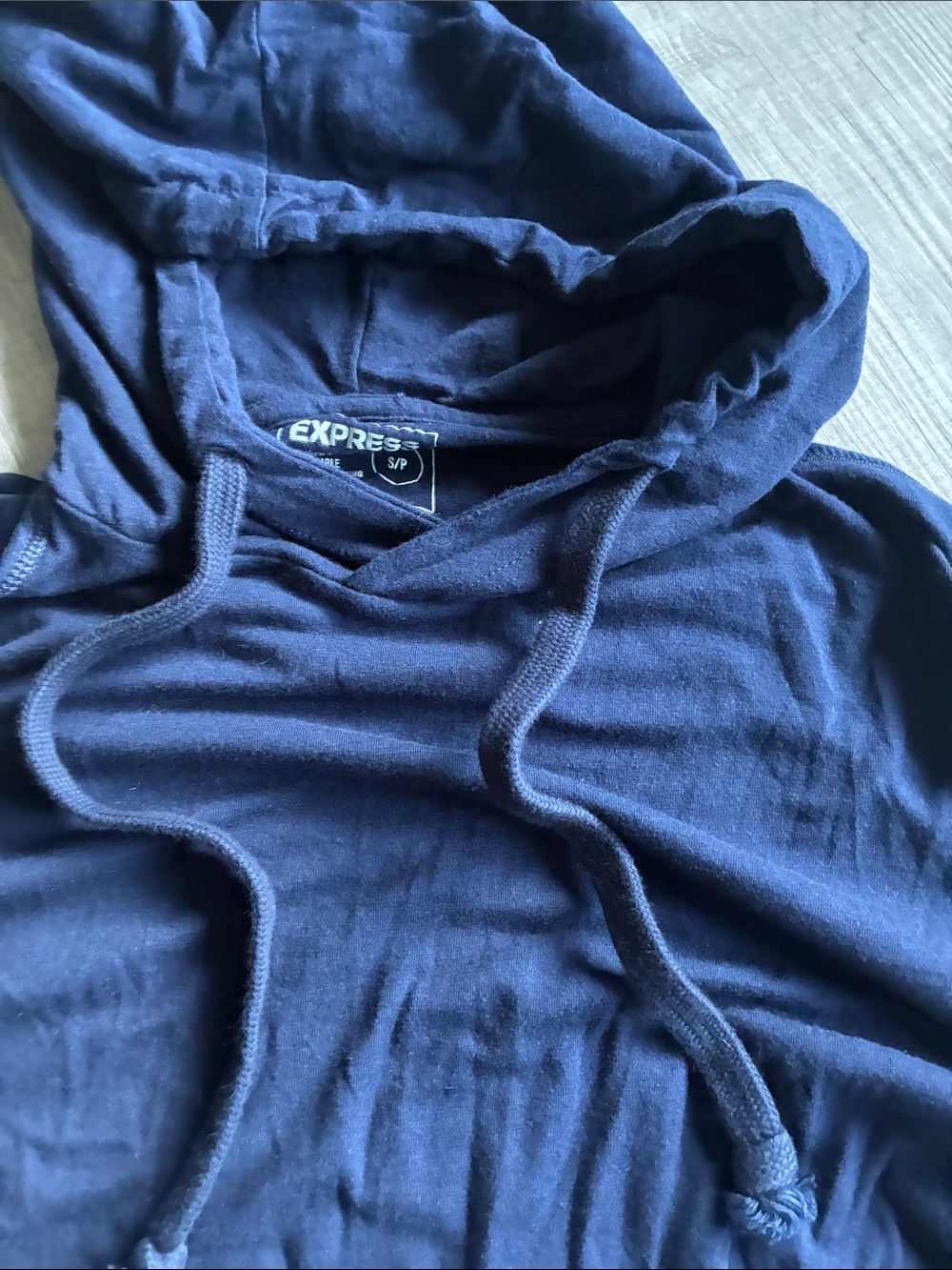 Express Men's Navy Crewneck Hooded Sweater